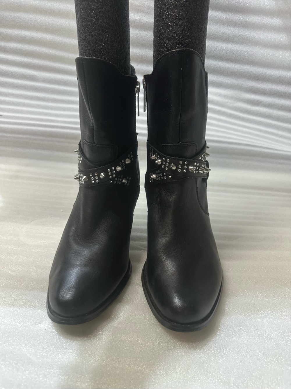 Harley-Davidson Black Studded Wrap-Heel Ankle Boots - Picture 3 of 9